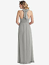 Rear View Thumbnail - Chelsea Gray Empire Waist Shirred Skirt Convertible Sash Tie Maxi Dress