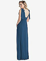 Alt View 2 Thumbnail - Dusk Blue Empire Waist Shirred Skirt Convertible Sash Tie Maxi Dress