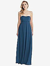 Alt View 6 Thumbnail - Dusk Blue Empire Waist Shirred Skirt Convertible Sash Tie Maxi Dress