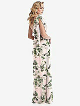 Alt View 4 Thumbnail - Palm Beach Print Empire Waist Shirred Skirt Convertible Sash Tie Maxi Dress