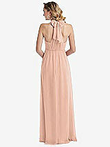 Rear View Thumbnail - Pale Peach Empire Waist Shirred Skirt Convertible Sash Tie Maxi Dress