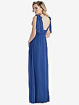 Alt View 2 Thumbnail - Classic Blue Empire Waist Shirred Skirt Convertible Sash Tie Maxi Dress