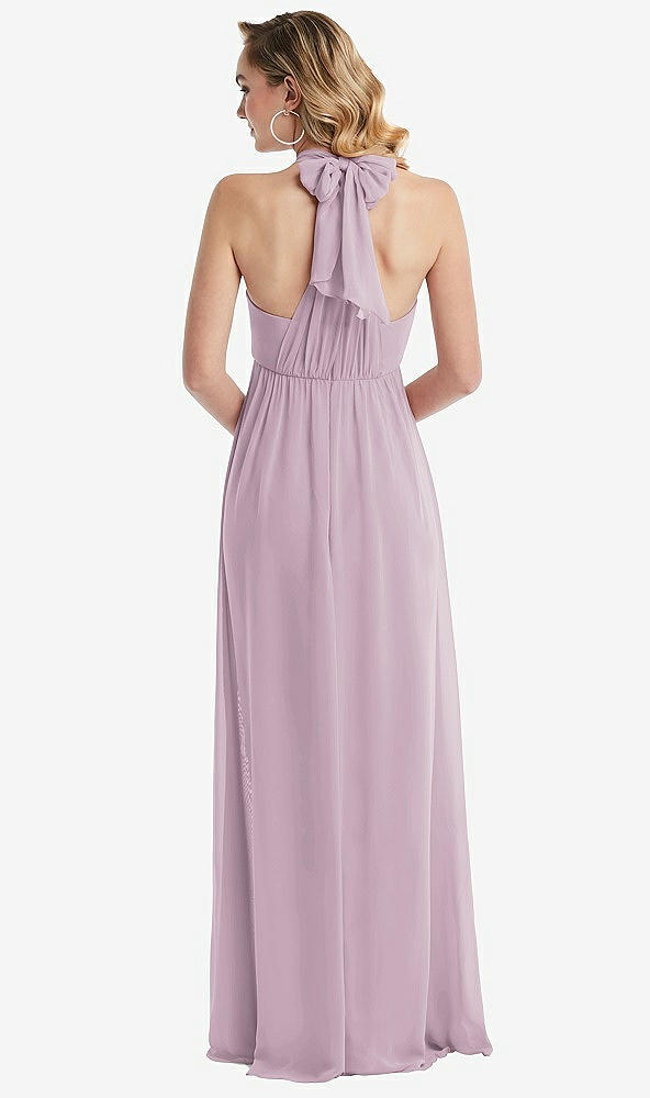 Back View - Suede Rose Empire Waist Shirred Skirt Convertible Sash Tie Maxi Dress