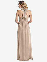 Rear View Thumbnail - Topaz Empire Waist Shirred Skirt Convertible Sash Tie Maxi Dress