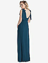Alt View 2 Thumbnail - Atlantic Blue Empire Waist Shirred Skirt Convertible Sash Tie Maxi Dress