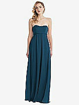 Alt View 6 Thumbnail - Atlantic Blue Empire Waist Shirred Skirt Convertible Sash Tie Maxi Dress