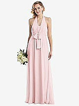 Alt View 1 Thumbnail - Ballet Pink Empire Waist Shirred Skirt Convertible Sash Tie Maxi Dress