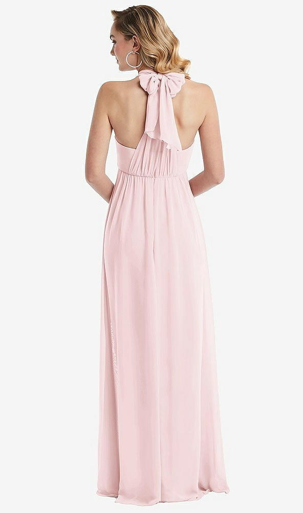 Back View - Ballet Pink Empire Waist Shirred Skirt Convertible Sash Tie Maxi Dress