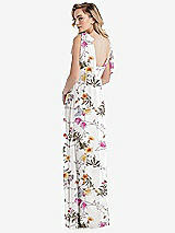 Alt View 2 Thumbnail - Butterfly Botanica Ivory Empire Waist Shirred Skirt Convertible Sash Tie Maxi Dress