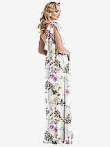 Alt View 4 Thumbnail - Butterfly Botanica Ivory Empire Waist Shirred Skirt Convertible Sash Tie Maxi Dress