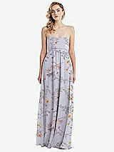 Alt View 6 Thumbnail - Butterfly Botanica Silver Dove Empire Waist Shirred Skirt Convertible Sash Tie Maxi Dress