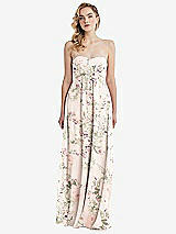 Alt View 6 Thumbnail - Blush Garden Empire Waist Shirred Skirt Convertible Sash Tie Maxi Dress