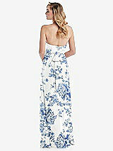 Alt View 7 Thumbnail - Cottage Rose Dusk Blue Empire Waist Shirred Skirt Convertible Sash Tie Maxi Dress