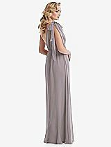 Alt View 4 Thumbnail - Cashmere Gray Empire Waist Shirred Skirt Convertible Sash Tie Maxi Dress