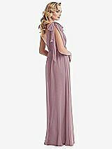 Alt View 4 Thumbnail - Dusty Rose Empire Waist Shirred Skirt Convertible Sash Tie Maxi Dress