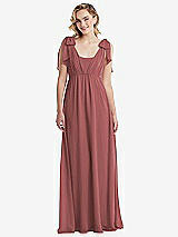 Front View Thumbnail - English Rose Empire Waist Shirred Skirt Convertible Sash Tie Maxi Dress