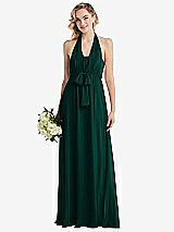 Alt View 1 Thumbnail - Evergreen Empire Waist Shirred Skirt Convertible Sash Tie Maxi Dress