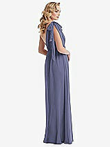 Alt View 4 Thumbnail - French Blue Empire Waist Shirred Skirt Convertible Sash Tie Maxi Dress