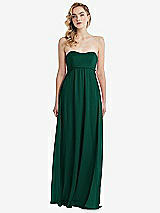 Alt View 6 Thumbnail - Hunter Green Empire Waist Shirred Skirt Convertible Sash Tie Maxi Dress