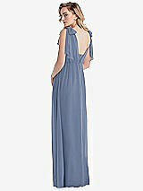 Alt View 2 Thumbnail - Larkspur Blue Empire Waist Shirred Skirt Convertible Sash Tie Maxi Dress