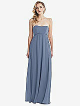 Alt View 6 Thumbnail - Larkspur Blue Empire Waist Shirred Skirt Convertible Sash Tie Maxi Dress
