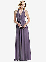 Alt View 5 Thumbnail - Lavender Empire Waist Shirred Skirt Convertible Sash Tie Maxi Dress