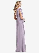 Alt View 4 Thumbnail - Lilac Haze Empire Waist Shirred Skirt Convertible Sash Tie Maxi Dress