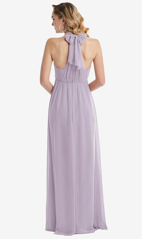 Back View - Lilac Haze Empire Waist Shirred Skirt Convertible Sash Tie Maxi Dress