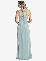 Rear View Thumbnail - Morning Sky Empire Waist Shirred Skirt Convertible Sash Tie Maxi Dress