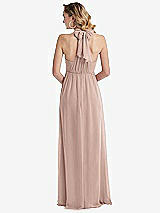 Rear View Thumbnail - Neu Nude Empire Waist Shirred Skirt Convertible Sash Tie Maxi Dress