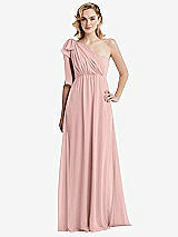 Alt View 3 Thumbnail - Rose - PANTONE Rose Quartz Empire Waist Shirred Skirt Convertible Sash Tie Maxi Dress