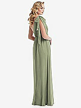Alt View 4 Thumbnail - Sage Empire Waist Shirred Skirt Convertible Sash Tie Maxi Dress