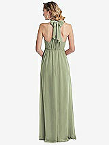Rear View Thumbnail - Sage Empire Waist Shirred Skirt Convertible Sash Tie Maxi Dress