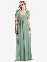 Front View Thumbnail - Seagrass Empire Waist Shirred Skirt Convertible Sash Tie Maxi Dress