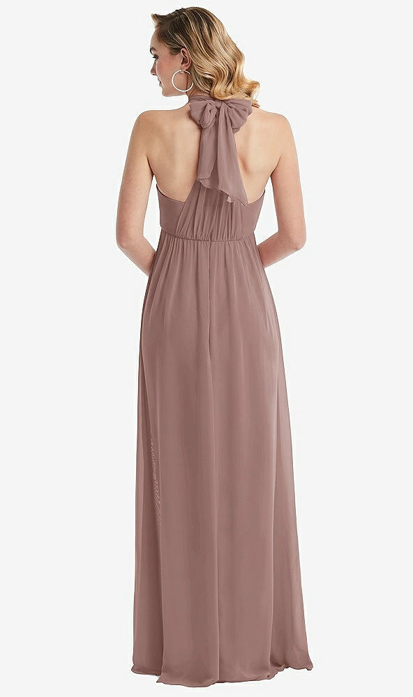Back View - Sienna Empire Waist Shirred Skirt Convertible Sash Tie Maxi Dress