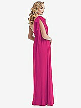Alt View 4 Thumbnail - Think Pink Empire Waist Shirred Skirt Convertible Sash Tie Maxi Dress