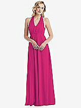 Alt View 5 Thumbnail - Think Pink Empire Waist Shirred Skirt Convertible Sash Tie Maxi Dress