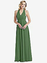 Alt View 5 Thumbnail - Vineyard Green Empire Waist Shirred Skirt Convertible Sash Tie Maxi Dress