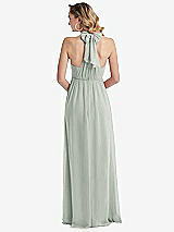 Rear View Thumbnail - Willow Green Empire Waist Shirred Skirt Convertible Sash Tie Maxi Dress