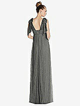 Rear View Thumbnail - Charcoal Gray Empire Waist Convertible Sash Tie Lace Maxi Dress