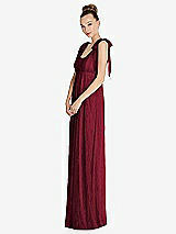 Side View Thumbnail - Burgundy Empire Waist Convertible Sash Tie Lace Maxi Dress