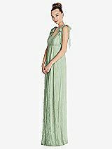 Side View Thumbnail - Celadon Empire Waist Convertible Sash Tie Lace Maxi Dress