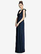 Side View Thumbnail - Midnight Navy Empire Waist Convertible Sash Tie Lace Maxi Dress