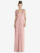 Alt View 1 Thumbnail - Rose - PANTONE Rose Quartz Empire Waist Convertible Sash Tie Lace Maxi Dress