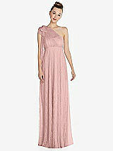 Front View Thumbnail - Rose - PANTONE Rose Quartz Empire Waist Convertible Sash Tie Lace Maxi Dress