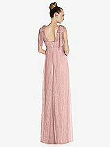 Rear View Thumbnail - Rose - PANTONE Rose Quartz Empire Waist Convertible Sash Tie Lace Maxi Dress