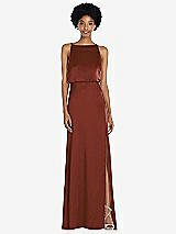 Rear View Thumbnail - Auburn Moon High-Neck Low Tie-Back Maxi Dress with Adjustable Straps