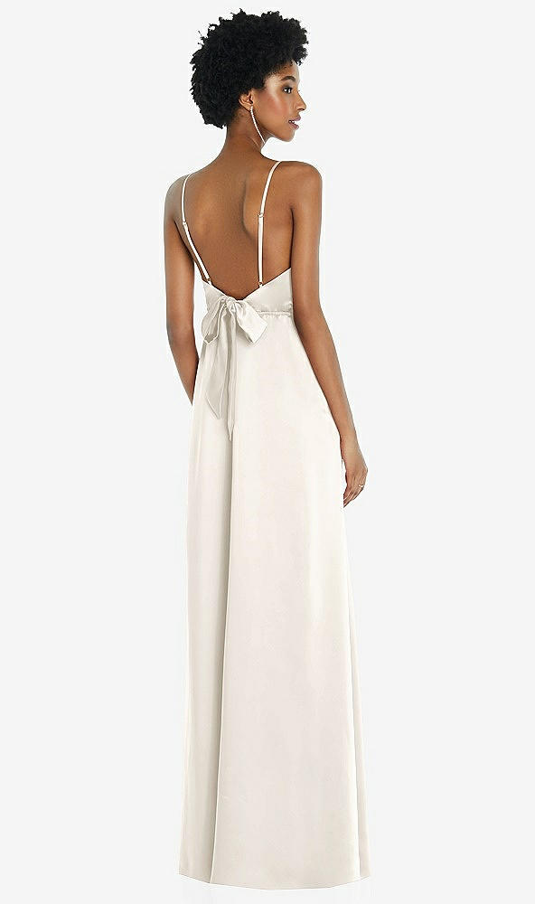 Front View - Ivory High-Neck Low Tie-Back Maxi Dress with Adjustable Straps