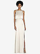 Rear View Thumbnail - Ivory High-Neck Low Tie-Back Maxi Dress with Adjustable Straps