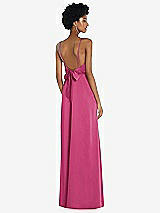 Front View Thumbnail - Tea Rose High-Neck Low Tie-Back Maxi Dress with Adjustable Straps